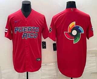 Men's Puerto Rico Baseball 2023 Red World Baseball Big Logo With Patch Classic Stitched Jerseys,We sell and wholesale Men's Puerto Rico Baseball 2023 Red World Baseball Big Logo With Patch Classic Stitched Jerseys on line form chian!